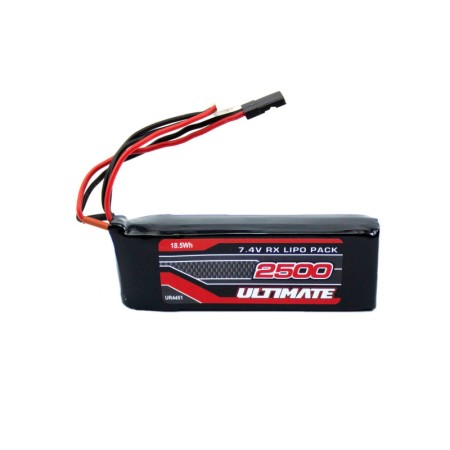 BATERÍA ULTIMATE LiPo RECEPTOR PLANA 7.4V. 2500mAh CONEXIÓN JR