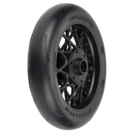 Rueda delantera Pro-line 1/4 Supermoto S3 Motorcycle Front Tire MTD Black (1) para Losi PROMOTO-MX PRO1022210