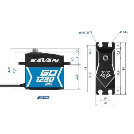 SERVO GO-1280MG (0,085 s/60°, 40 kg.cm)