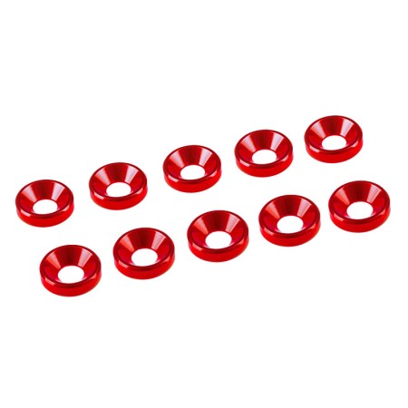 ARANDELA ALU. CONICA M4 ROJA (10u.)